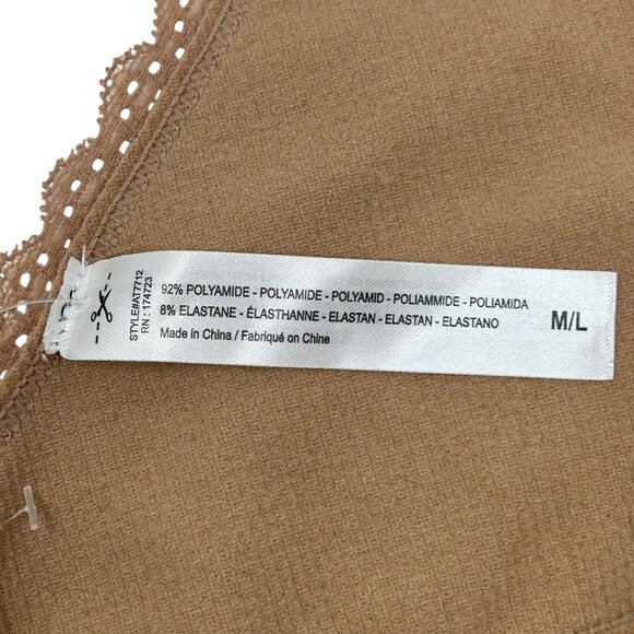 Forever 21 M/L Taupe Ribbed Seamless Bralette Lace Wireless Adjustable Straps - Picture 9 of 12